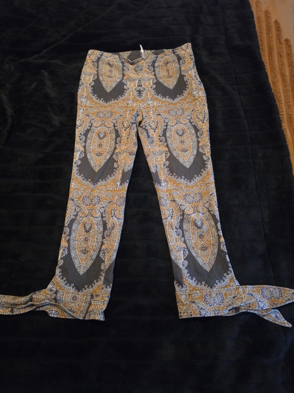 Free People Faux Suede Paisley Print Crop Tie-Ankle Pants - Size 2